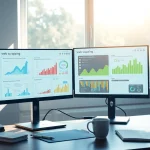 Dynamic workspace showcasing web scrapping tools and data analytics.