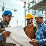 Construction association South Carolina teamwork displayed on a busy building site.