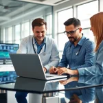Offering expert Computer services in a bright office setting with collaborative technicians.