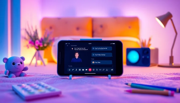 Engaging character AI NSFW chat interface displayed on a modern device in a cozy setting.