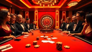 A thrilling casino scene showcasing poker excitement with Tool xo so sieu toc strategy elements prominently displayed.