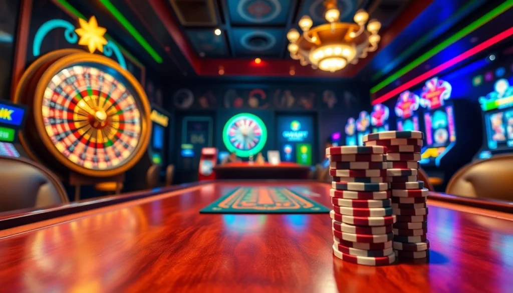 Experience thrilling gameplay at https://tobet88bet.com/ with luxury casino vibes featuring poker tables, chips, and roulette wheels.