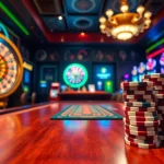 Experience thrilling gameplay at https://tobet88bet.com/ with luxury casino vibes featuring poker tables, chips, and roulette wheels.