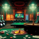 Players enjoying thrilling games at https://mk8th.net/ virtual casino with energetic slot machines and poker tables.
