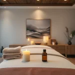 Professional 출장안마 setup with inviting massage table and soothing ambiance.