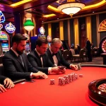 Engage with the excitement of game 98win at a luxurious casino table filled with players.