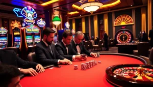 Engage with the excitement of game 98win at a luxurious casino table filled with players.