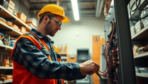 Learn about Wyoming Electrical Apprenticeship while an electrician works in a bright workshop.