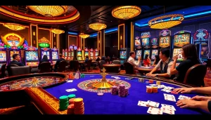 Engaging scene of players betting at a luxurious casino table at https://32win11.net/, showcasing excitement and professionalism.