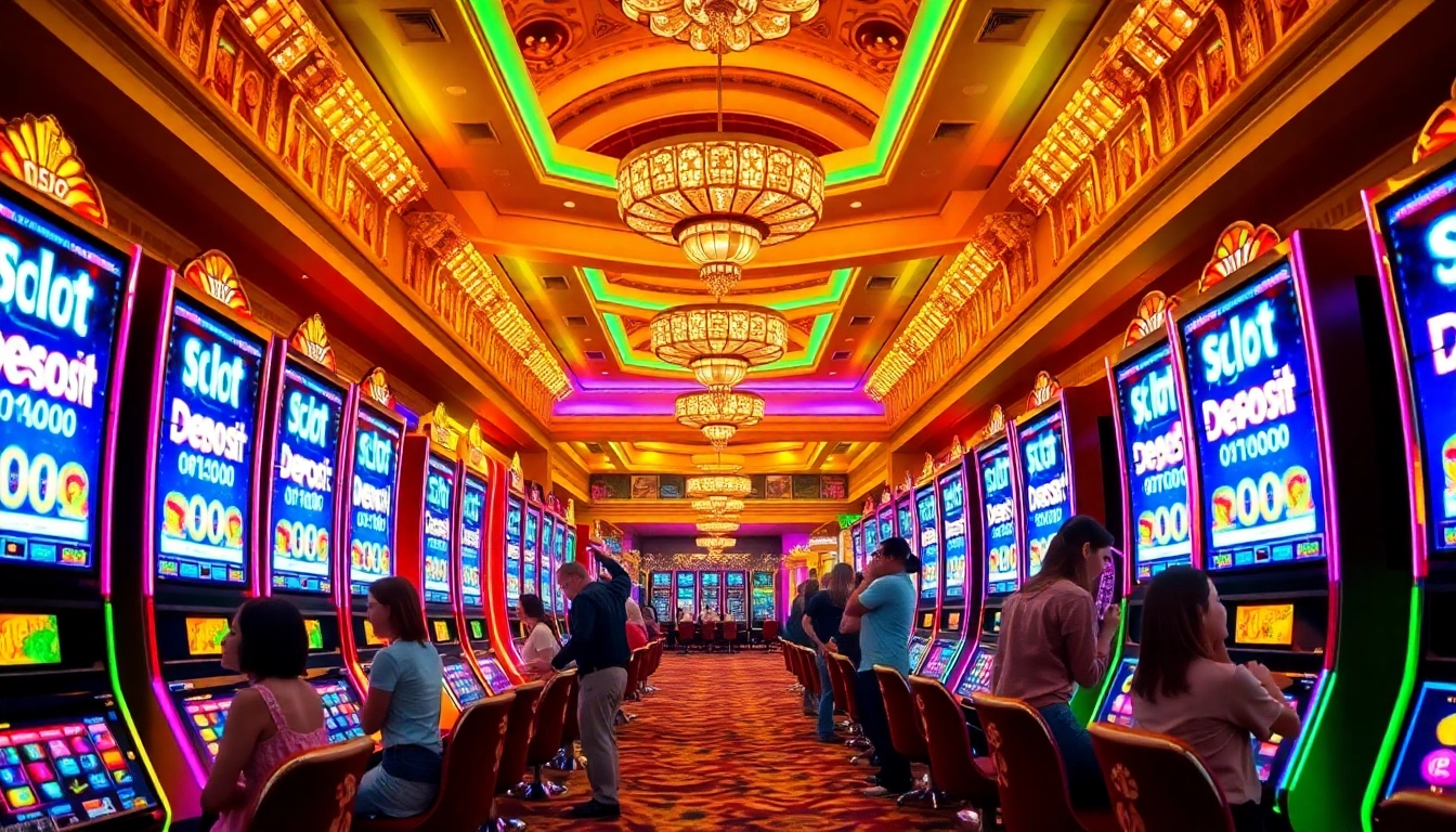 Para pemain merayakan kemenangan di mesin slot deposit 1000 di kasino mewah.