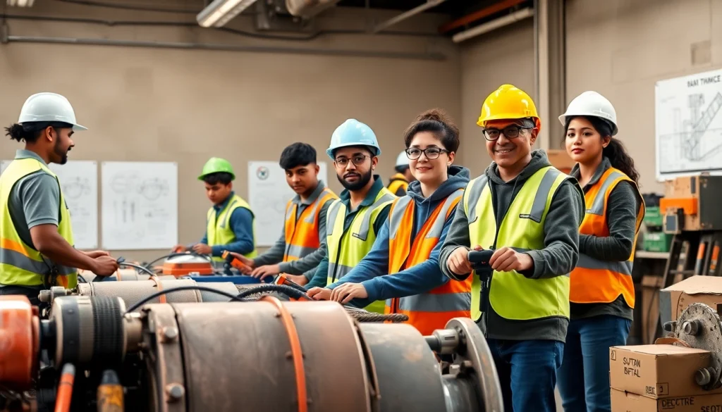 Students at construction trade schools in texas engaged in hands-on training with safety gear.