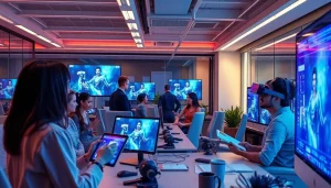 Innovative workspace showcasing nsfw ai image generator technology in a modern office setting.