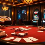 Experience the thrill of zonafilm betting with an elegant poker table and vibrant casino atmosphere.