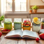 Showcasing a vibrant breakfast scene with mason jar meals at https://masonjarbreakfast.com.