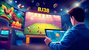 BJ38 online betting platform showcasing engaging cockfighting and casino games.
