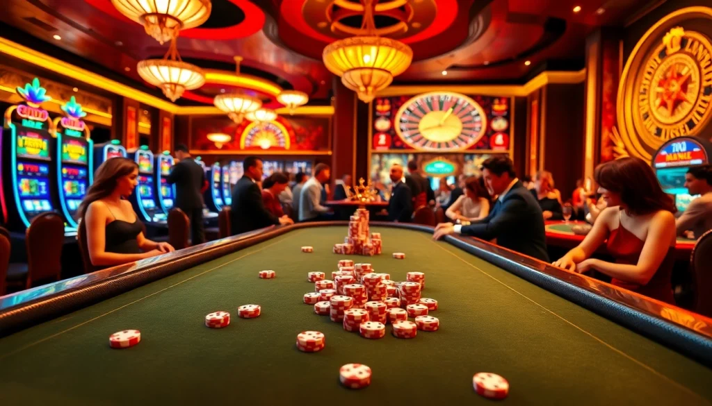 Engaging gameplay at SODO CASINO featuring lively tables, vibrant slot machines, and poker excitement.