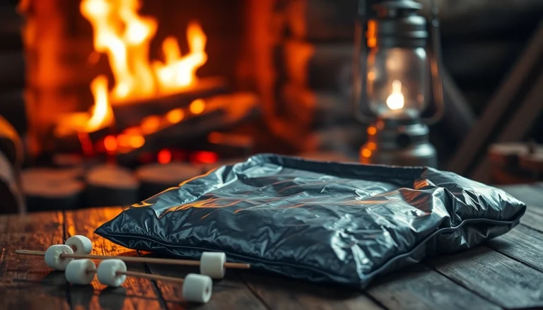 Emergency blanket neatly folded, highlighting its reflective texture and survival utility.