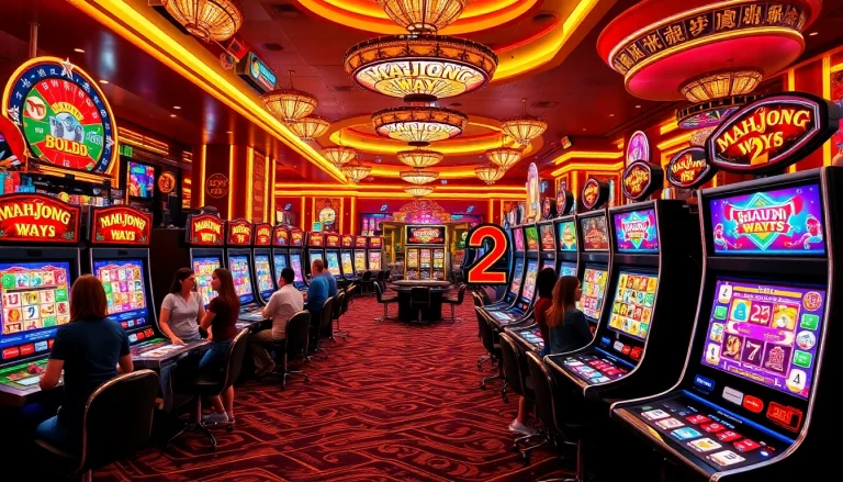 Mahjong Ways 2 attracts players with its unique layout and vibrant design on an exciting casino floor.