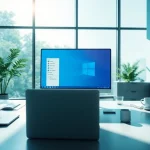 在明亮、现代的办公空间中显示的 WPS下载 界面。