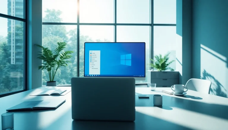 在明亮、现代的办公空间中显示的 WPS下载 界面。