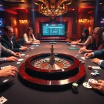 Bettors engaging with hidden wiki links at a casino table showcasing excitement and strategy.