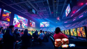 Watch Trực tiếp esports with thrilling gameplay in a lively arena filled with fans and betting excitement.