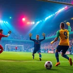 Catch the excitement of บ้านผลบอลพรุ่งนี้ with goalkeepers clashing in a vibrant stadium.