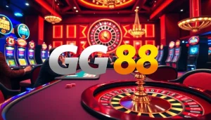 Players strategizing at a GG88 poker table in a luxurious casino setting.