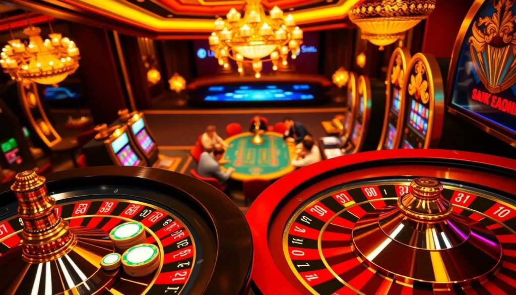 SHBET online casino interface showcasing vibrant gambling action with roulette and poker chips.