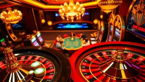 SHBET online casino interface showcasing vibrant gambling action with roulette and poker chips.