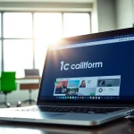 Engage with 1cplatform in a modern digital workspace setup featuring a laptop and office decor.