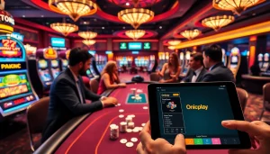 Experience thrilling gaming with onicplay at a vibrant casino table surrounded by excitement.