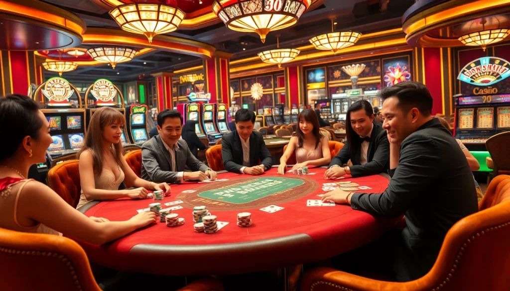 Poker players engaging with chips while enjoying lk21 indoxxi-inspired gaming ambiance in a luxurious casino.
