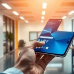 The Samsung Galaxy S8 showcasing its sleek design and vibrant display in a modern tech environment.