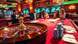 Players enjoying the thrill of betting at Nhà cái QQ88's luxury casino table