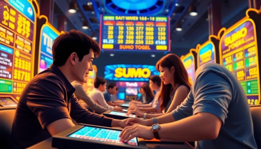 Adegan mengasyikkan para pemain yang menikmati Sumo Togel dalam lingkungan permainan online yang dinamis.