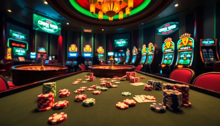 Experience the excitement of the hidden wiki dark web in a luxurious casino scene with poker chips and roulette.