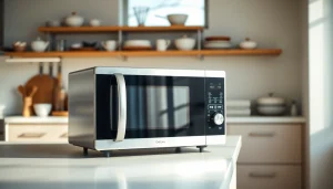 Engaging display of stylish microwave oven sales in a modern kitchen setting.
