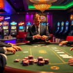 Pemain yang terlibat dalam permainan poker idn play, menunjukkan kegembiraan dan suasana kasino yang hidup.
