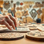 Showcase of custom laser design in action, featuring artisan engraving on wood and acrylic.