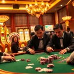 Experience the excitement of Hoki77 with players winning at a luxurious casino table.