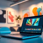 Interactive klynt workspace with vibrant video editing tools and a creative atmosphere.