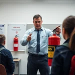 Learn to use a pass fire extinguisher effectively in a fire safety training session.