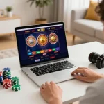 Engaging scene of online gaming featuring Giới thiệu NET88 interface, showcasing excitement in a cozy environment.