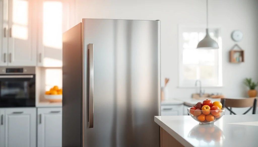Spacious modern Refrigerator in a bright kitchen showcasing stainless-steel elegance.