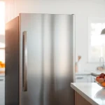 Spacious modern Refrigerator in a bright kitchen showcasing stainless-steel elegance.