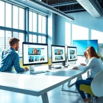 Showcasing web design edmonton team collaboration in a modern workspace with vibrant design elements.