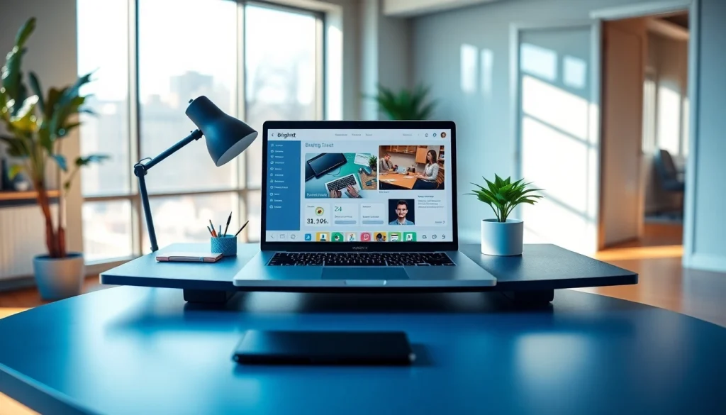 Brightet application displayed on a modern desk in a professional workspace.