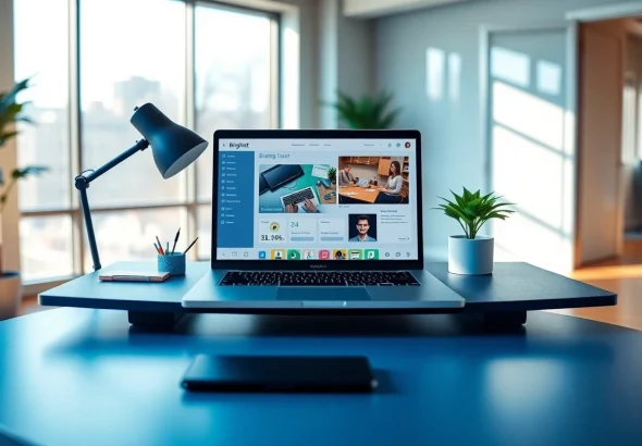 Brightet application displayed on a modern desk in a professional workspace.