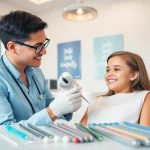 Orthodontics consultation with a professional in a welcoming clinic setting.